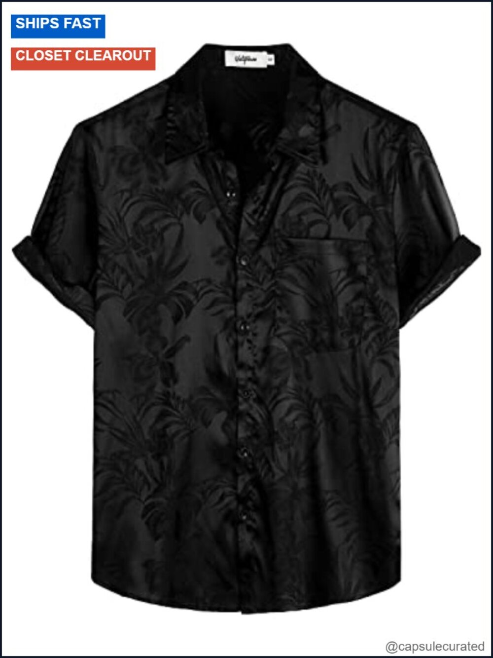 Mens Silk Satin Hawaiian Shirt Short Sleeve Button Down Tropical Resort Floral